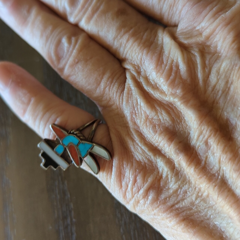 Vintage Native American Zuni Medicine Man Kachina Ring - Picture 7 of 12